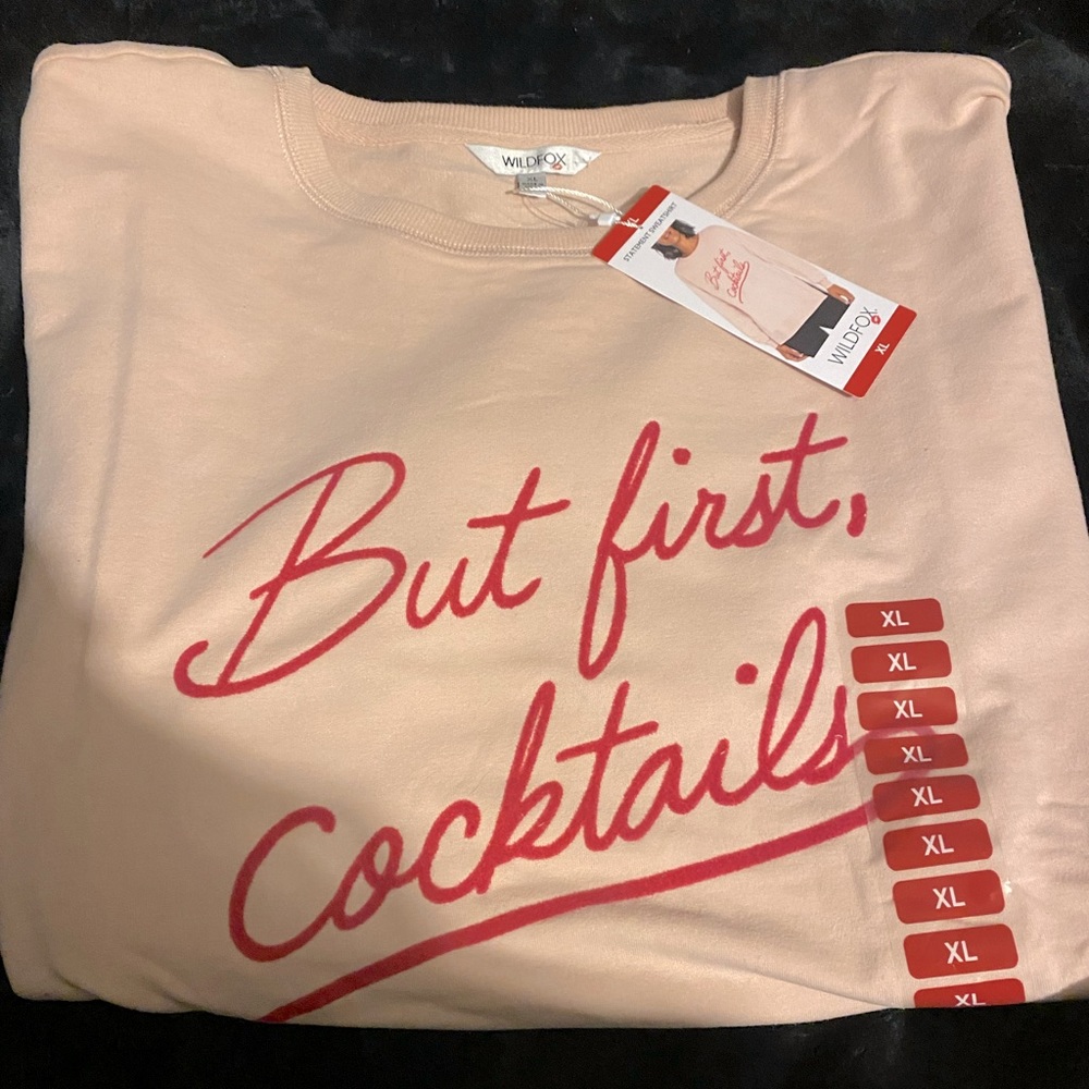 WILDFOX sweater but first cocktails NWT XL